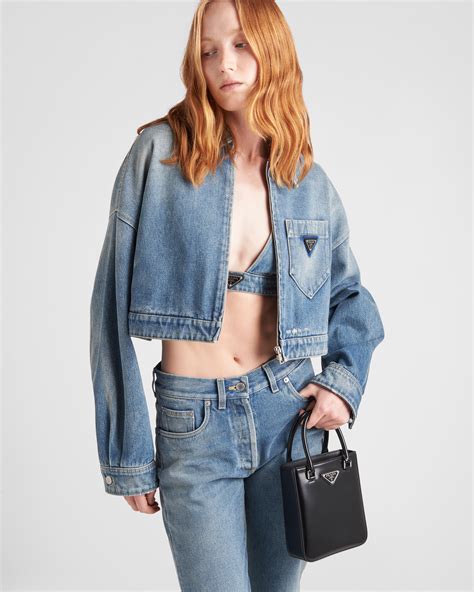 prada cropped denim jacket|prada denim jacket cropped.